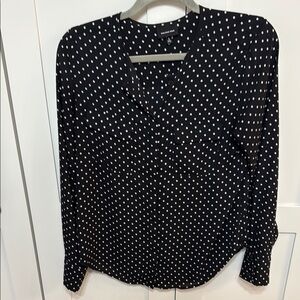 Who what Wear Black and White Polka Dot Blouse